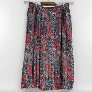 Paisley Print Women's Pleated Midi Skirt